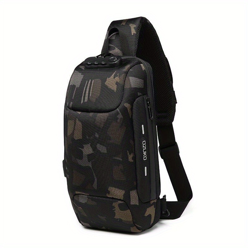 Sacoche Bandoulière Homme Avec Chargeur USB - Noir, Taille Moyenne, Multifonction