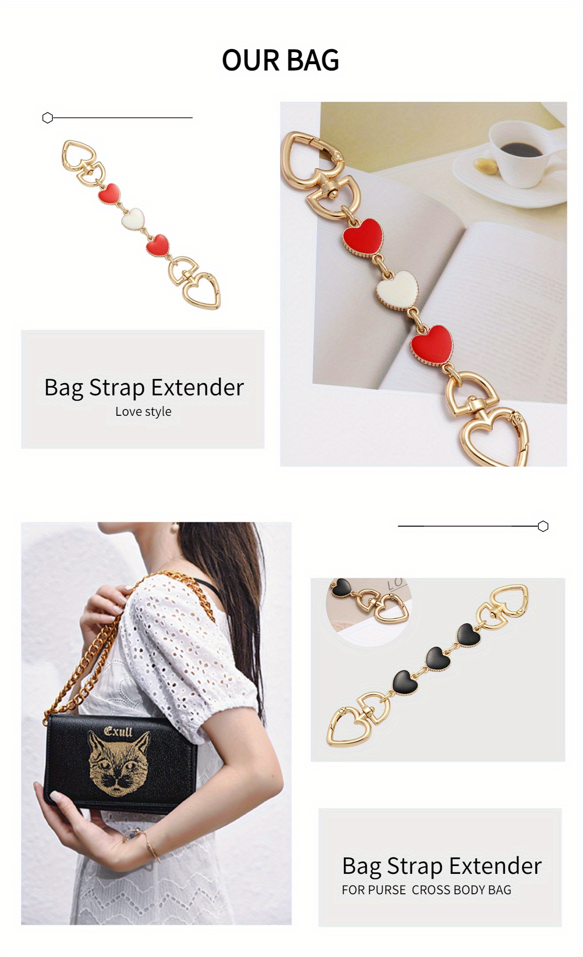 Purse Strap Extender, Bag Extender Chain, Purse Chain Extender For Purse  Handbags Shoulder Bag Strap Replacement - Temu
