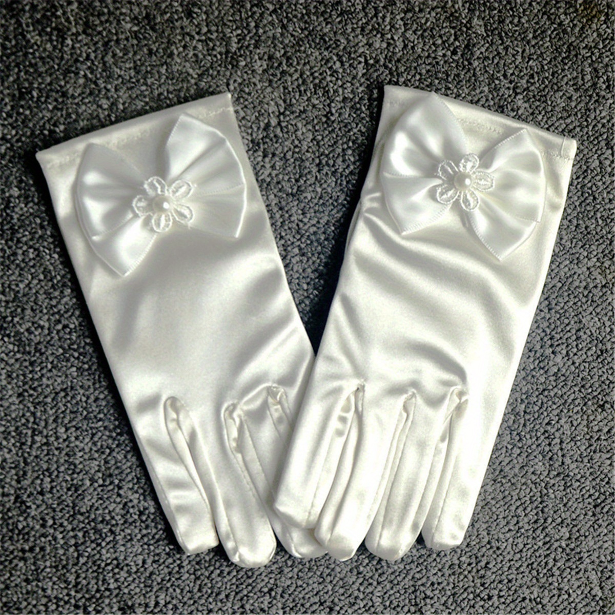 SOIMISS Guantes blancos Glives para mujer, guantes de boda, con lazo, para  fiesta, flores, para niña