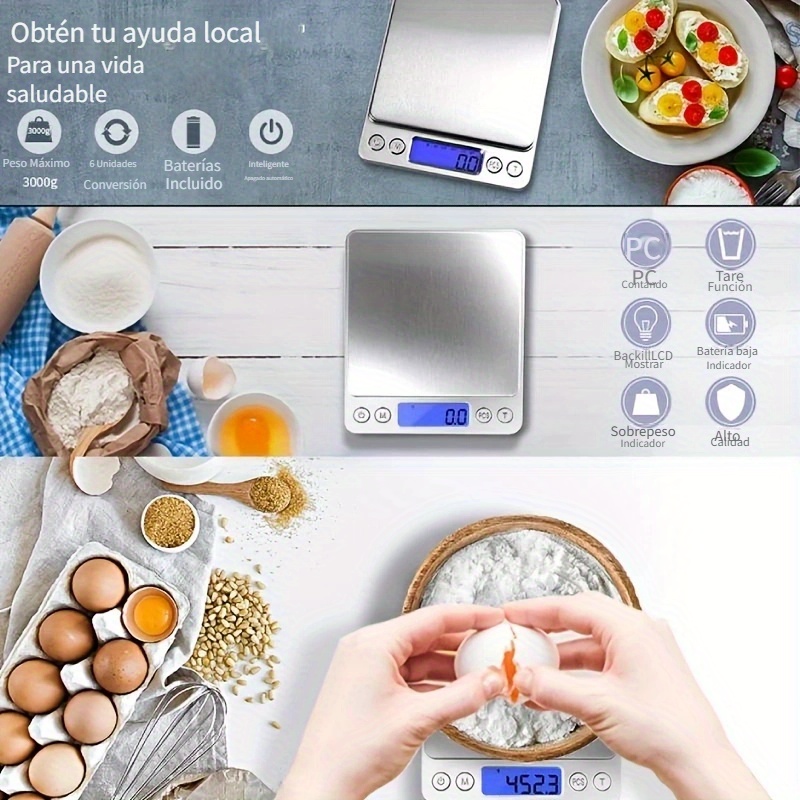 Peso de los alimentos Báscula de cocina Digital Portable contando