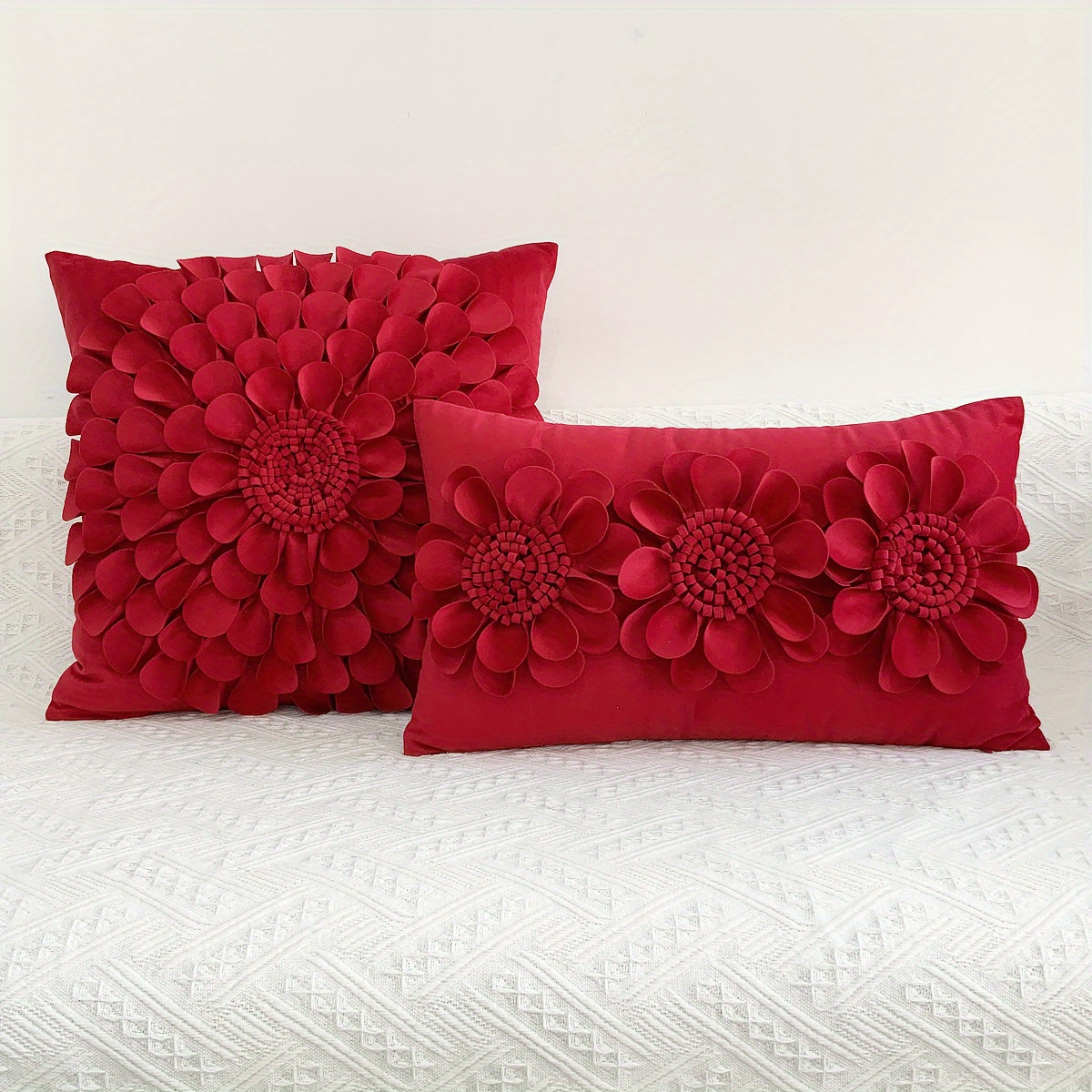 Handmade 3d Flower Velvet Throw Pillow Dutch Velvet Flower - Temu