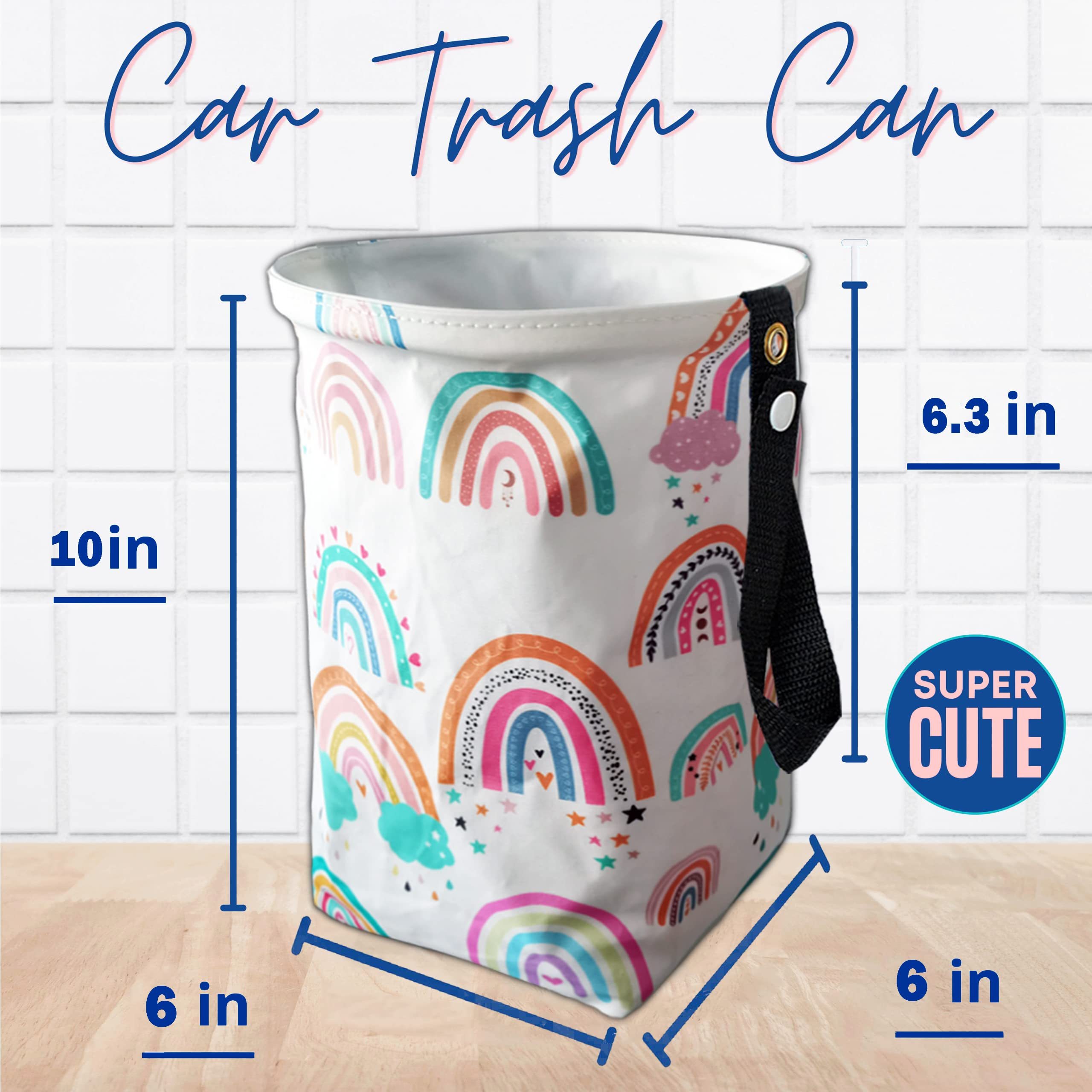 Car Trash Can Car Trash Bag Cute Portable Collapsible Leak Proof Waterproof Rubbish Bin