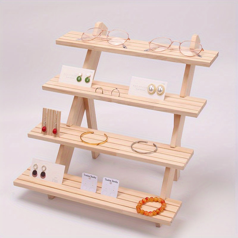 1pc 60pcs Wooden Jewelry Display Stand with Cards - 3/4 Tier Racks for  Earrings, Necklaces, Bracelets, and Rings - Vendor Organizer and Craft Show  Ris
