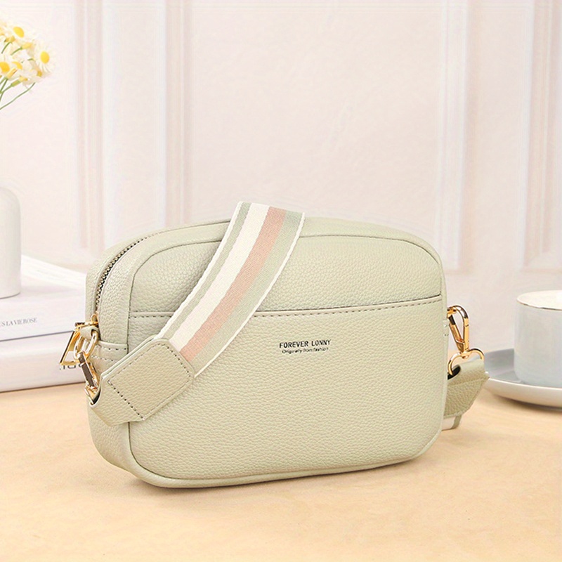 Crossbody Bag for Women, Small Leather Camera Purse Thick Strap Cross-body  Bags, Triple Zip Shoulder Bag with Guitar Strap 