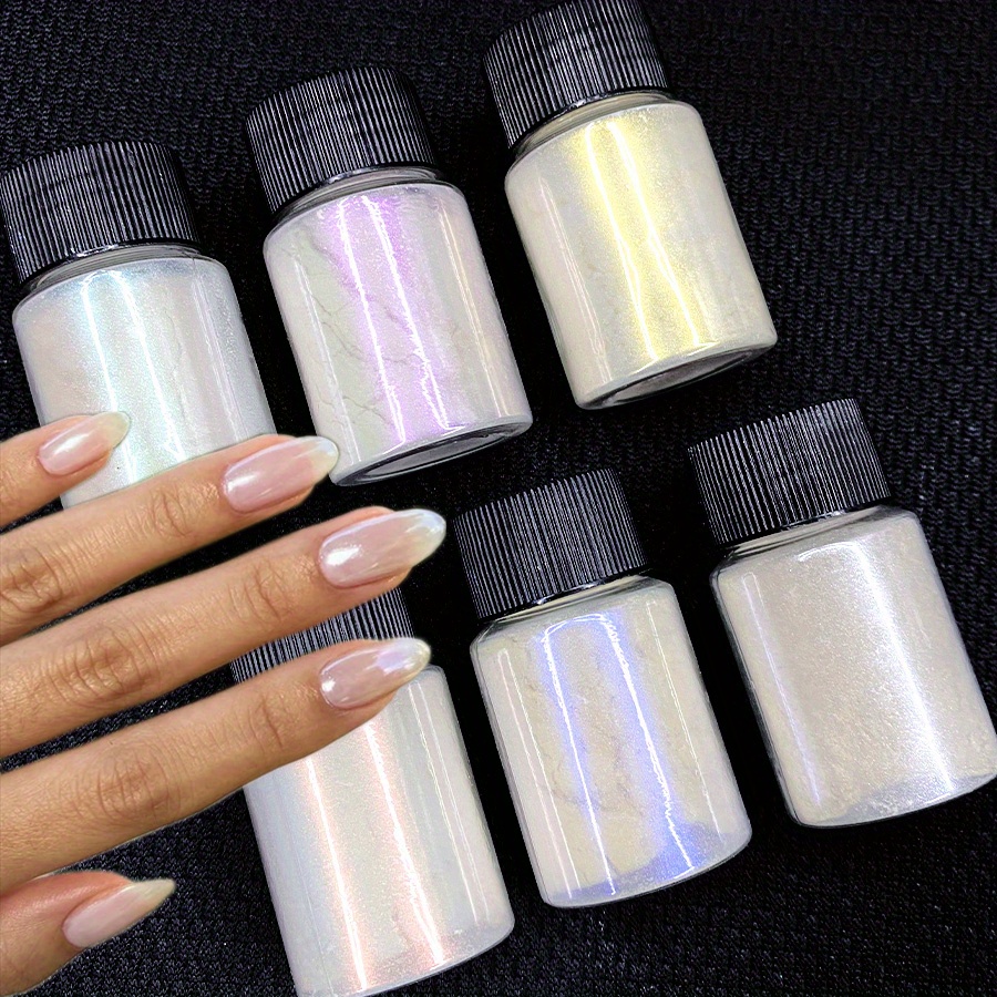 NOVAL Chrome Powder for Nails 3 Boxes Silver Chrome Nail Powder Aurora Mica  Powder Pigment Set, Pearlescent Nail Powder with 3PCS Sponge Sticks for