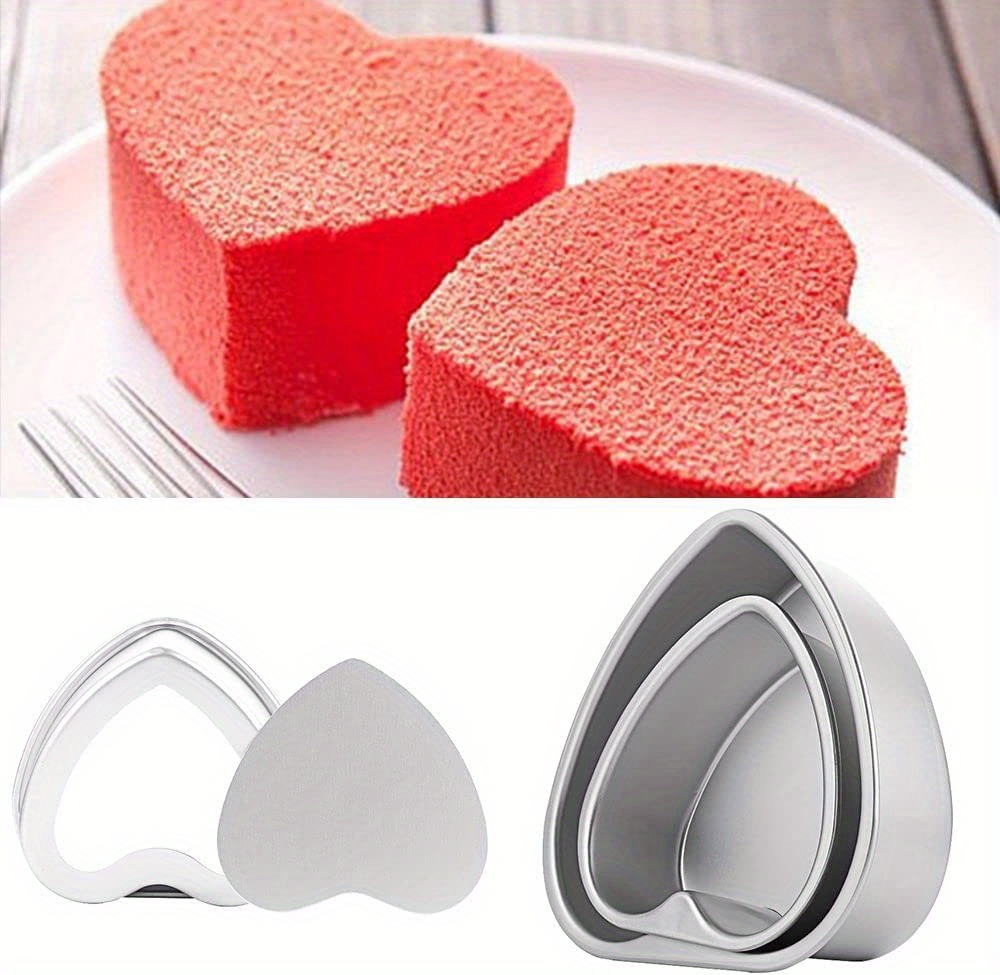 6 moldes en forma de corazón a granel de 8 pulgadas de aluminio para tartas  de corazón, moldes de corazón para hornear, moldes para pasteles de