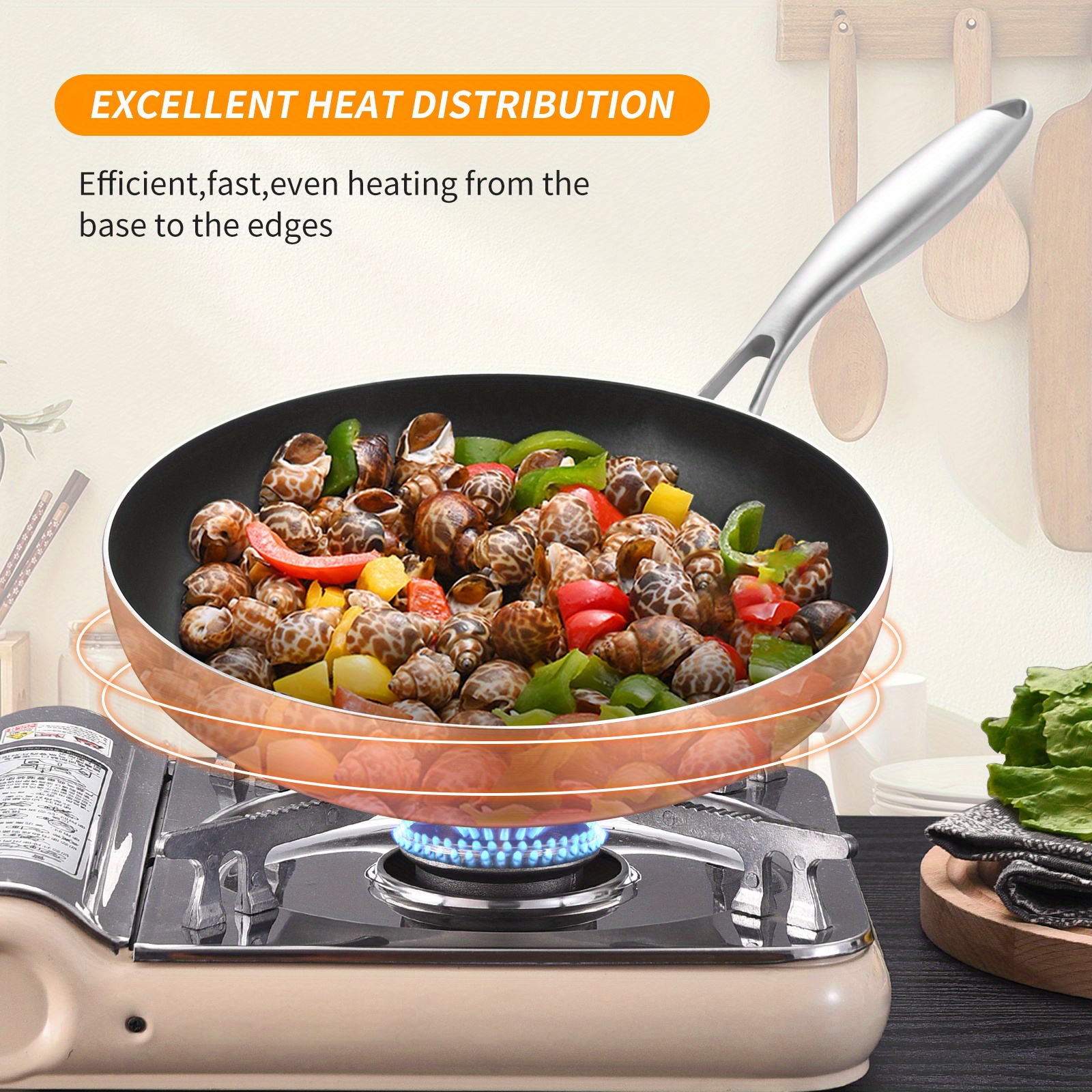 3 Layers Nonstick Frying Pan Stainless Steel Skillet For Gas - Temu