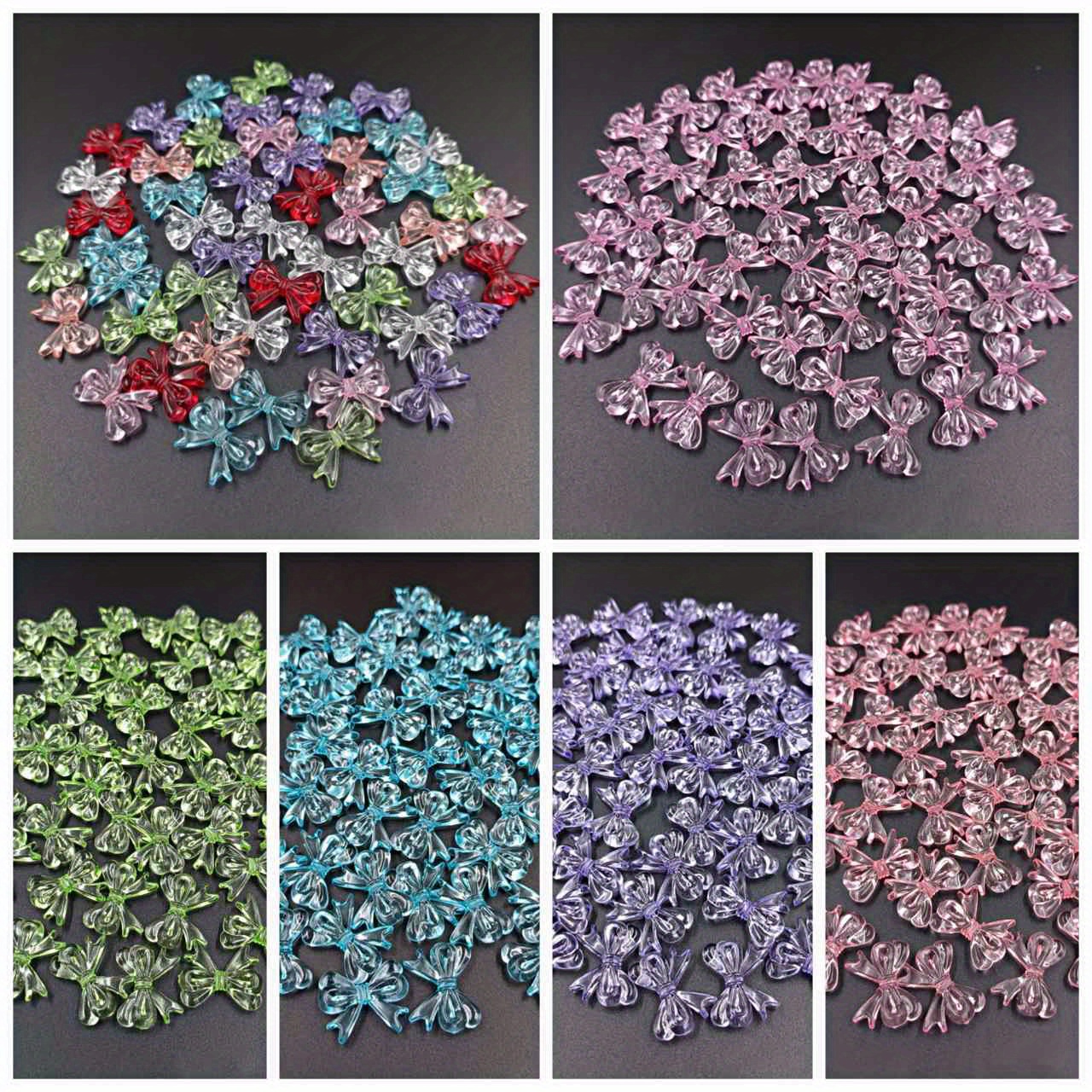 x 24pcs Clear Multicolored Bow beads 30mm x 23mm