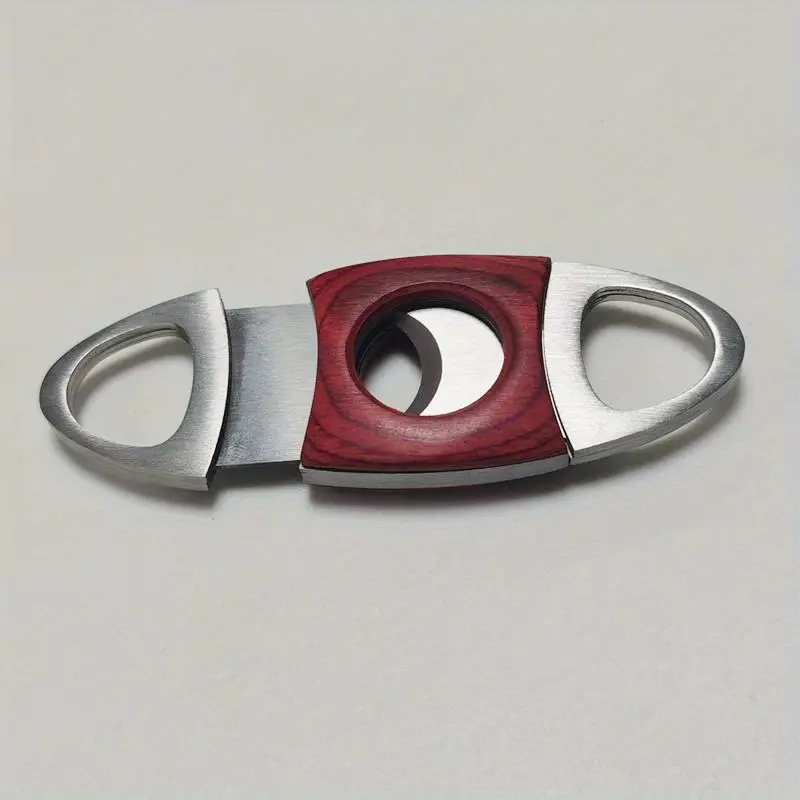 1pc double edged color wood shell stainless steel cigar cutter perfect for smoking accessories details 1