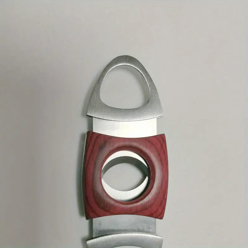 1pc double edged color wood shell stainless steel cigar cutter perfect for smoking accessories details 4