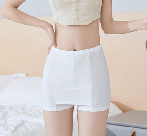 Sensual Lady Double-Layer Safety Pants with Crotch for Women Thin Sliming  Fit Summer Seamless Skirt Shorts Underwear Boxer Underpants | Size L