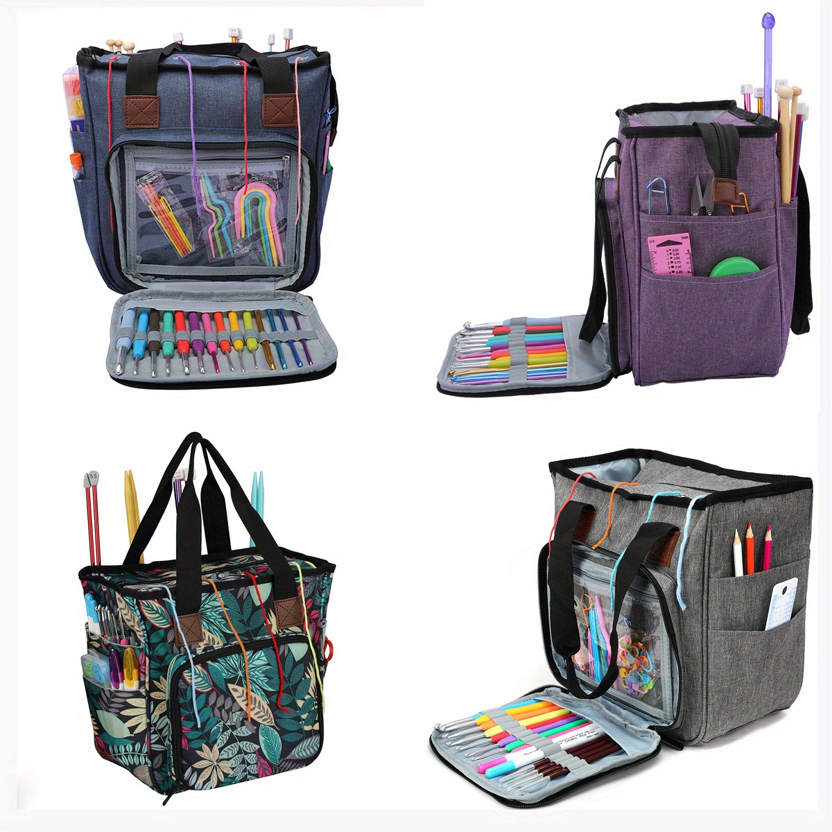 Knitting Tote Bag Storage Large Portable Supplies Organizer Crocheting Bag  for