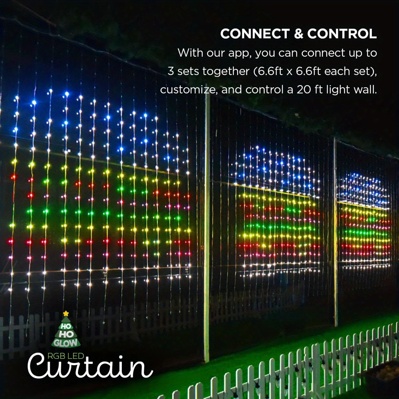 us standard adaptor 1set 400 led curtain string lights with app control rgb color displays limitless color pure warm white lighting indoor outdoor decorations fairy lights with 100 holiday pattern smart curtain lights with 400 leds diy text music sync programmable app control connectable rgb fairy string lights for bedroom indoor decor details 0