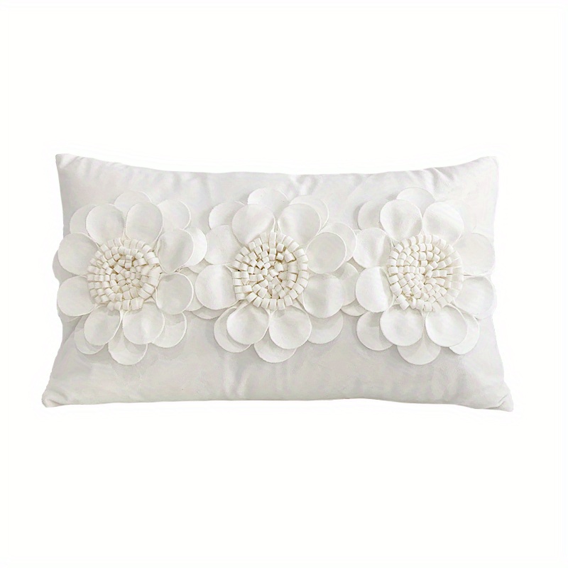 1pc Dutch Velvet 3D Handmade Flower Throw Pillow Cover, Without Pillow Insert, For Living Room Sofa Bed Home Decoration