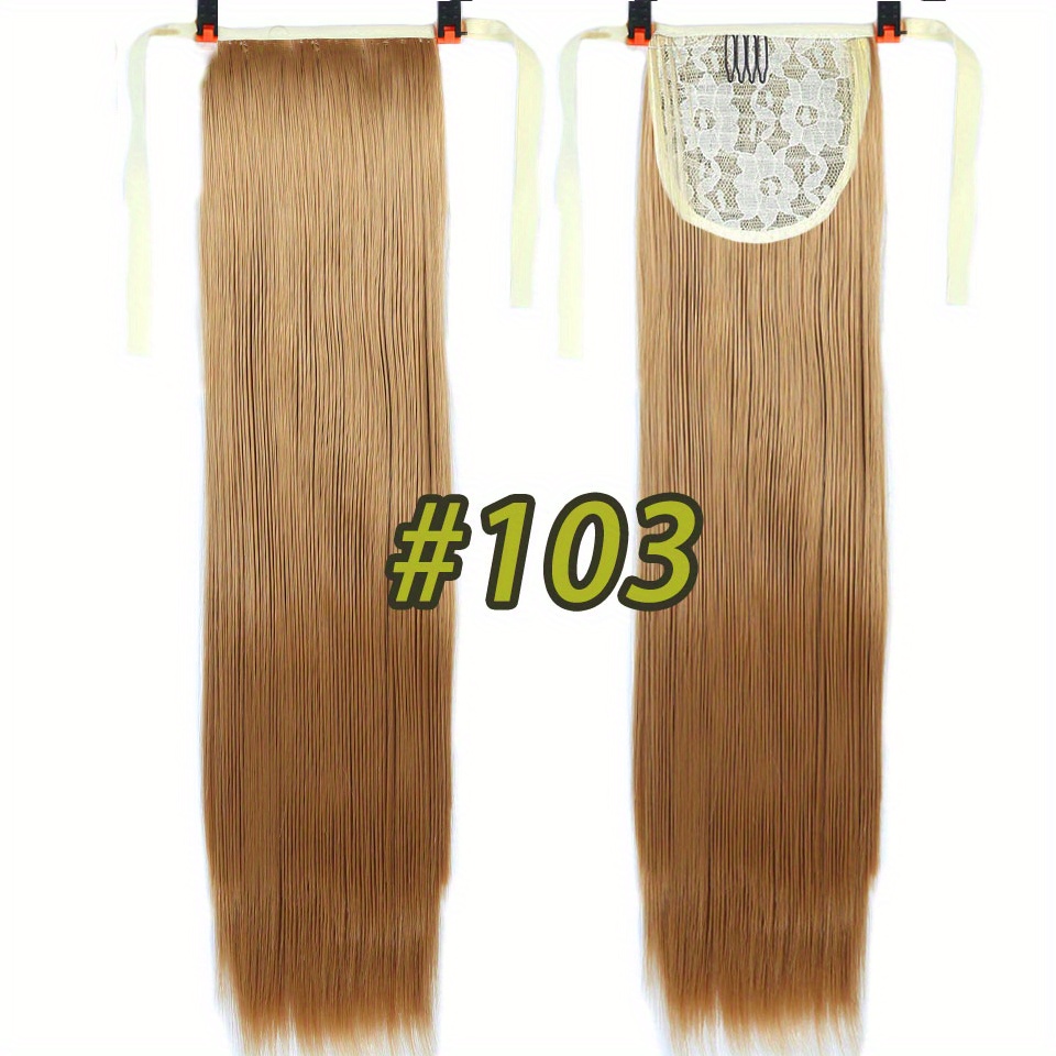 55 88 Cm Long Straight Ponytail Extensions Natural Look Hair Extensions
