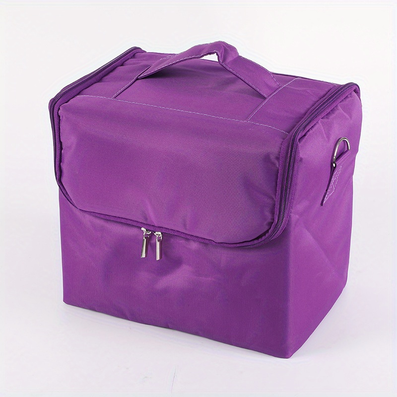 Makeup Organizer Case with Adjustable Dividers - Travel Bag - Purple