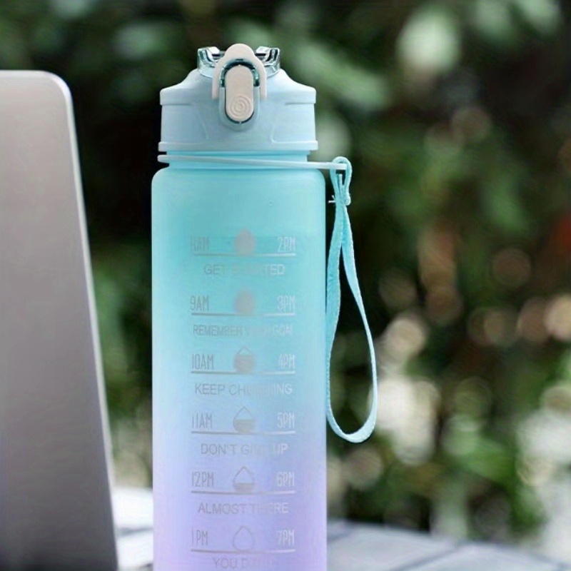 Large Capacity Glass Water Bottle With Time Marker Cover For - Temu