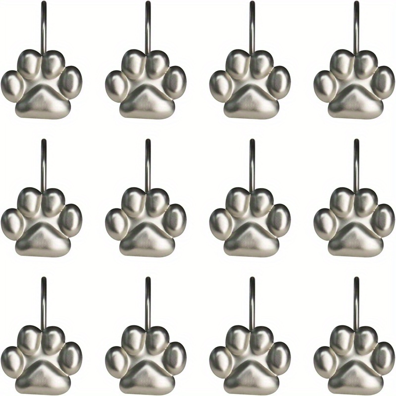 12pcs Paw Print Shower Curtain Hooks - Rust Proof and Fashionable