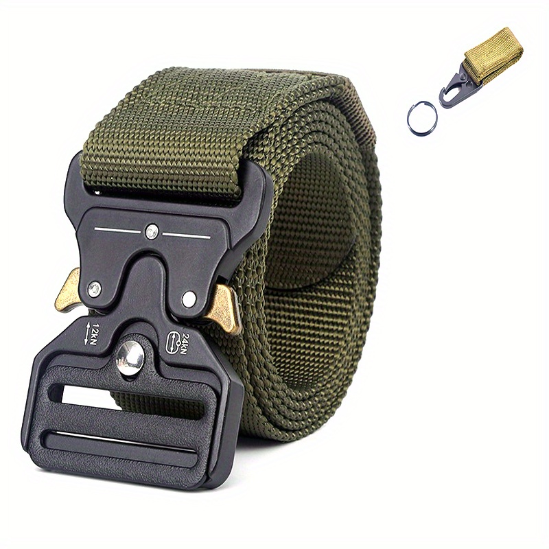 Military Men Outdoor Waist Belt with Plastic Buckle Green