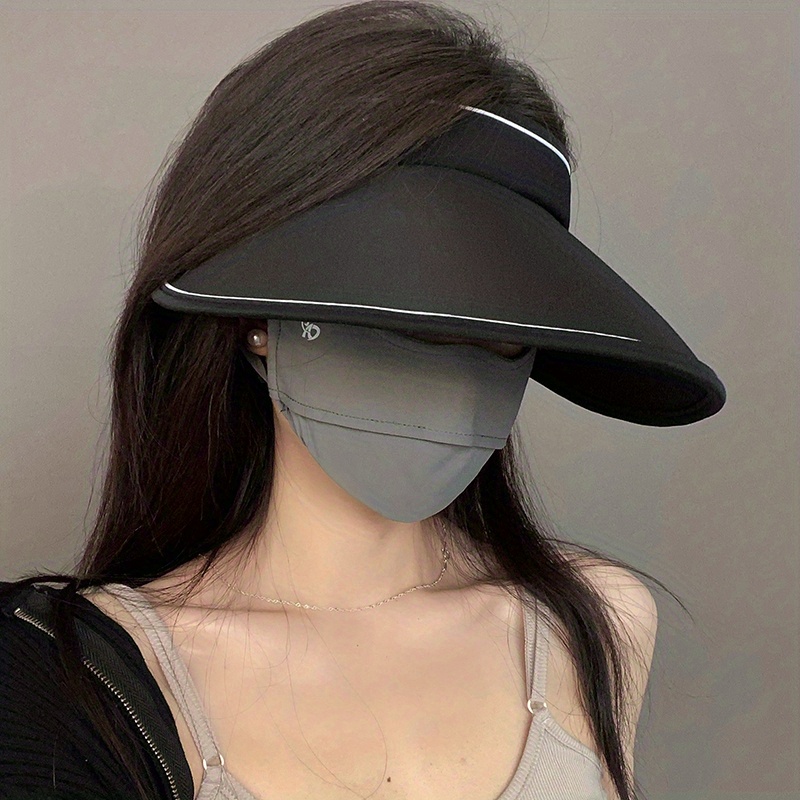 Women's Uv Protection Sporty Visor Hat Large Brim Foldable - Temu