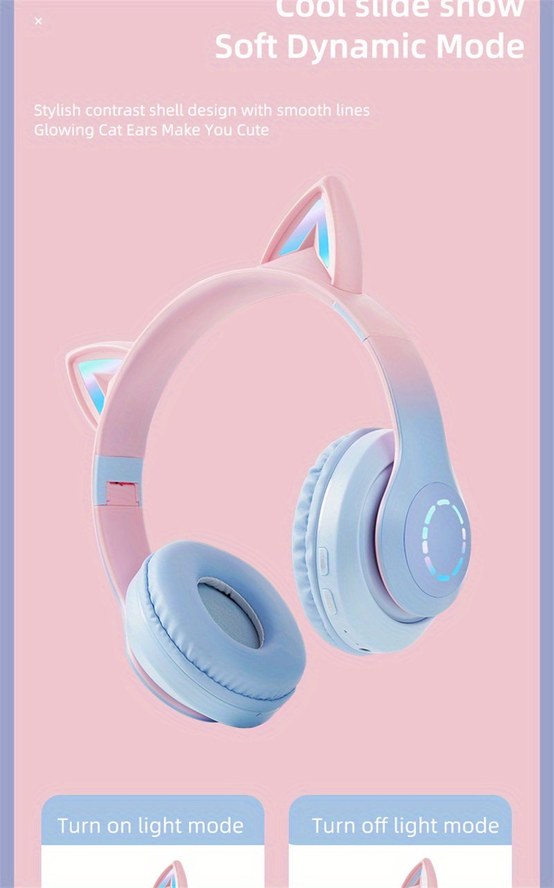 New B39 Pro Gradient Wireless Cat Ear Headphones With Mic Temu