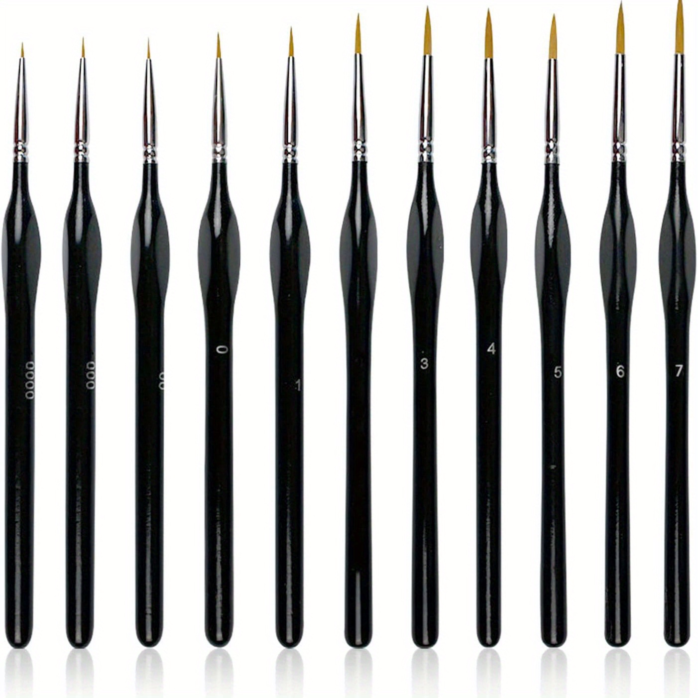 11pcs Detail Paint Brushes Nylon Miniature Painting Brush(0000#-7#), Black