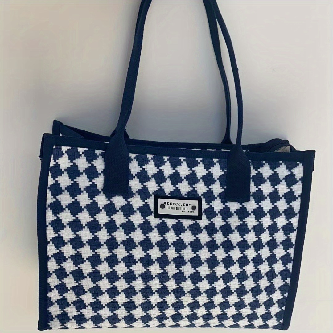 Houndstooth Shoulder Bag - Minimalist & Spacious Shoulder Bags