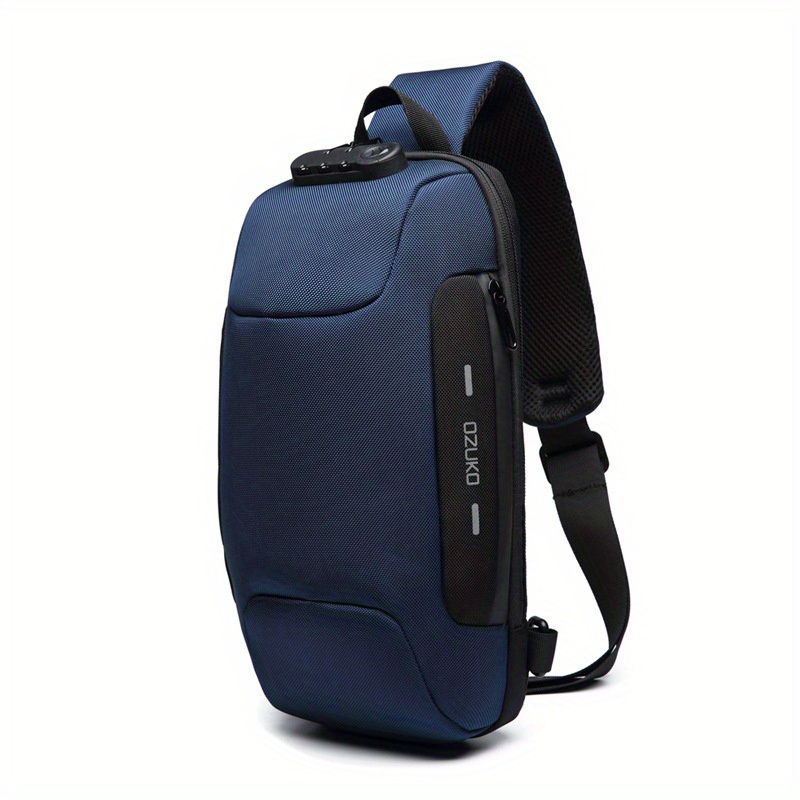 Sac Bandoulière Homme Avec Chargeur USB - Multifonction, Noir, Taille Moyenne, Neuf Avec étiquettes