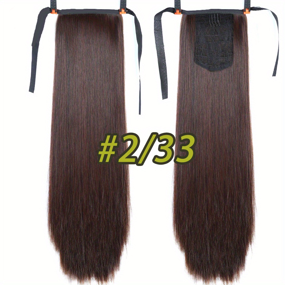 55 88 Cm Long Straight Ponytail Extensions Natural Look Hair Extensions