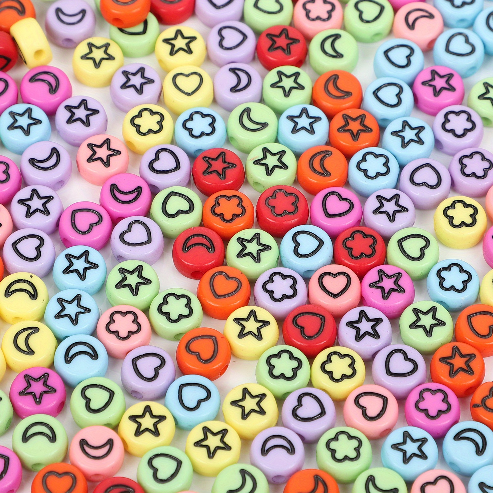 100 Pieces Small Heart Star Flower Bowtie Round Shaped Plastic Charms Beads Flatback Cabochons Embellishment for Jewelry Making Cardmaking Scrapbook