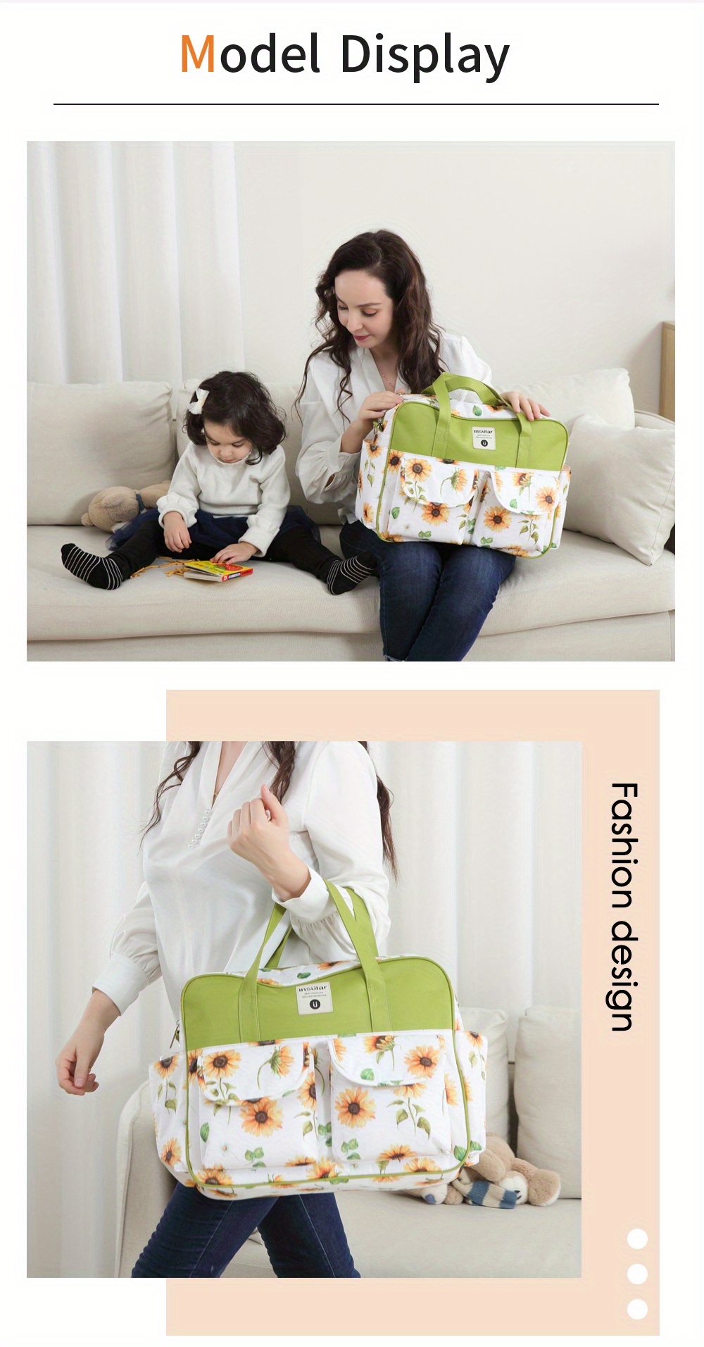   women multifunctional messenger bag waterproof mother bag portable hand held maternity bag   details 3