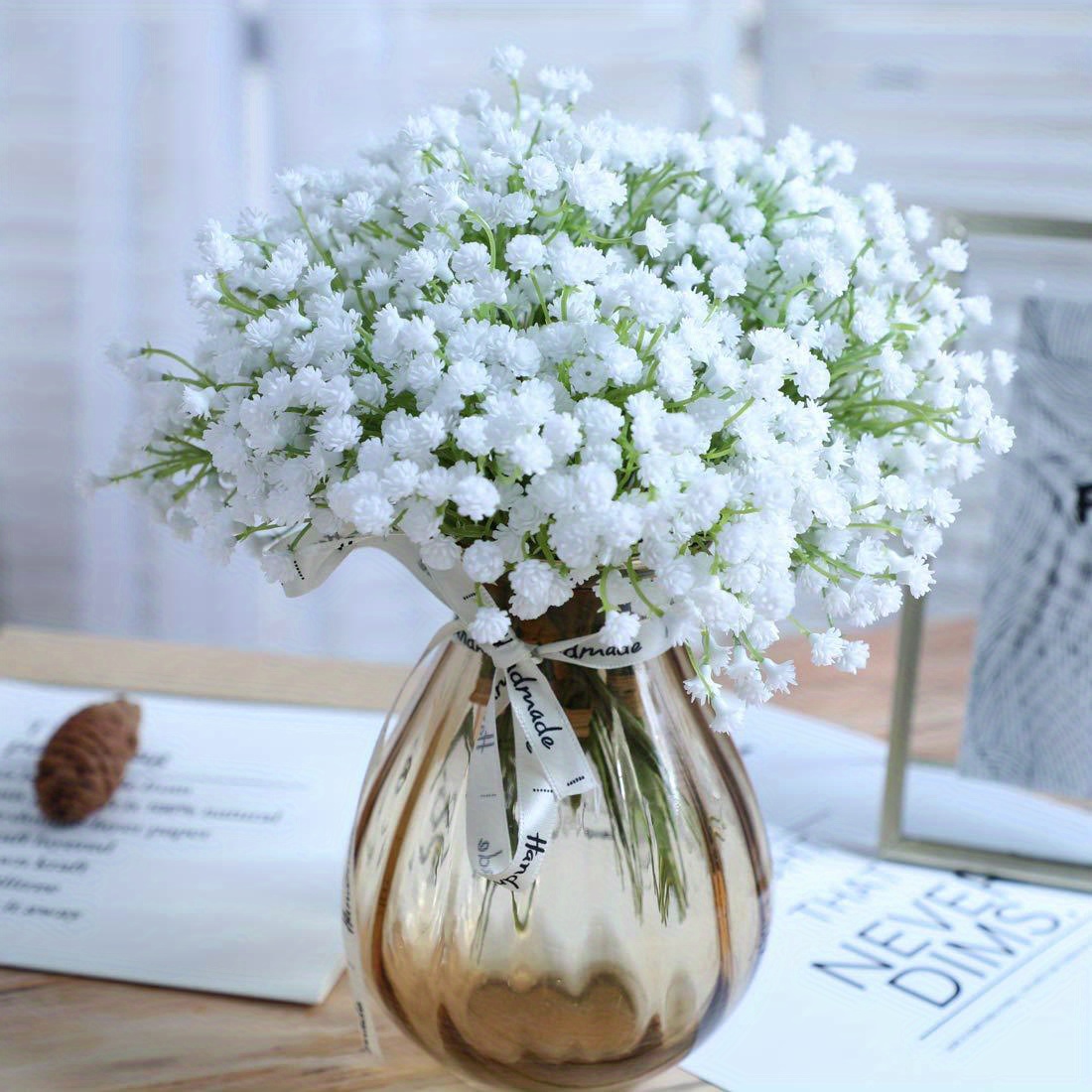 10Pcs 30 Bunches White Babys Breath Artificial Flowers Real Touch Fake  Gypsophil