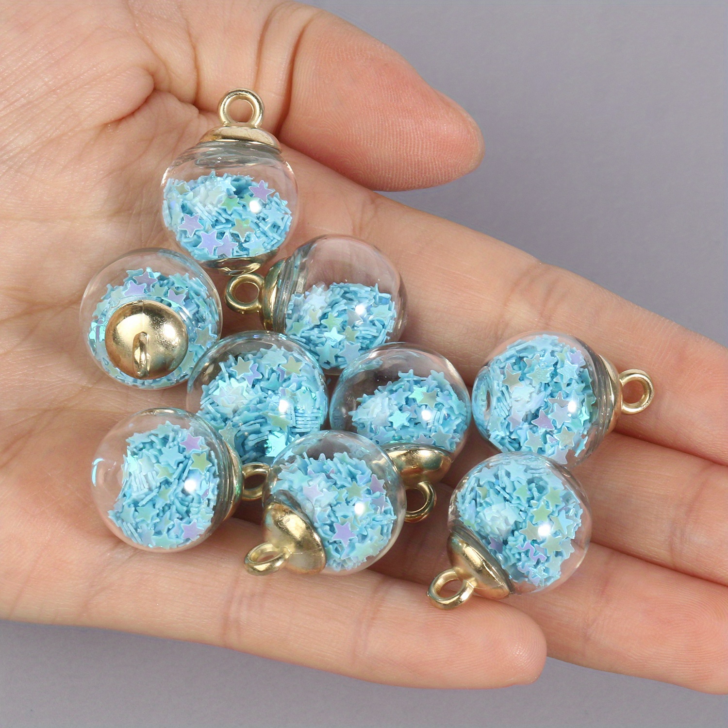 20pcs 21x16mm Transparent Mini Glass Ball Star Sequins Colorful