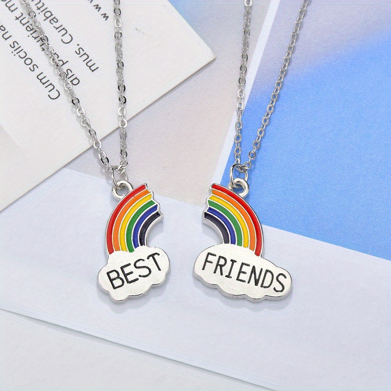 Best Friends Rainbow Charms Couple Alloy Pendant For Jewelry