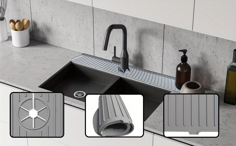 CYlovinho Kitchen Sink Splash Guard, Silicone Faucet Splash Cover