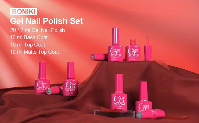 23pcs gel nail polish set 20 colors 7ml gel polish with no wipe matte top and base coat nail gel polish kit glitter red gold nude pink jelly gel polish art manicure diy gift for women details 0