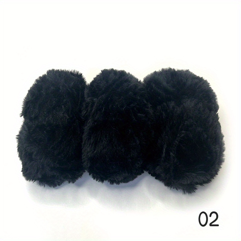 Black Yarn Destash, 2 Skeins, Bulky Faux Fur Pom, Acrylic Vegan
