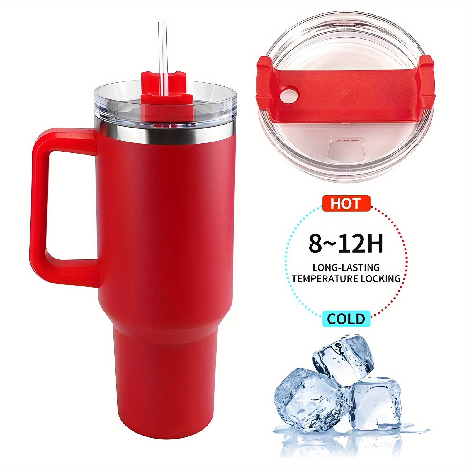 40 OZ Insulated tumbler with straw, Double Vacuum Stainless Steel