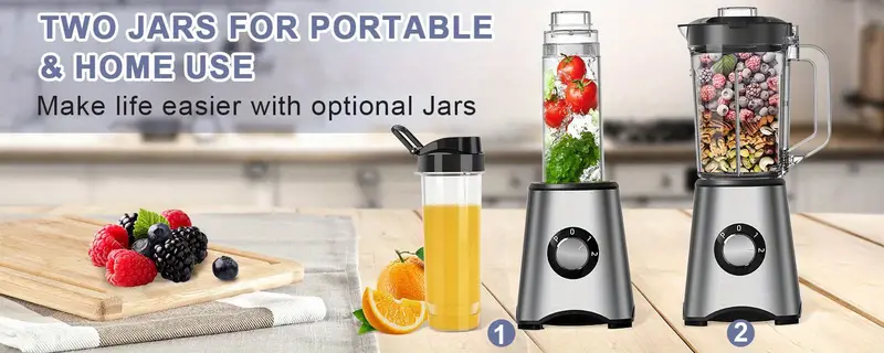 1000w professional blender crush ice puree blend shakes with 40oz 20oz cups 3 speed control portable with to go lids bpa free easy clean details 1