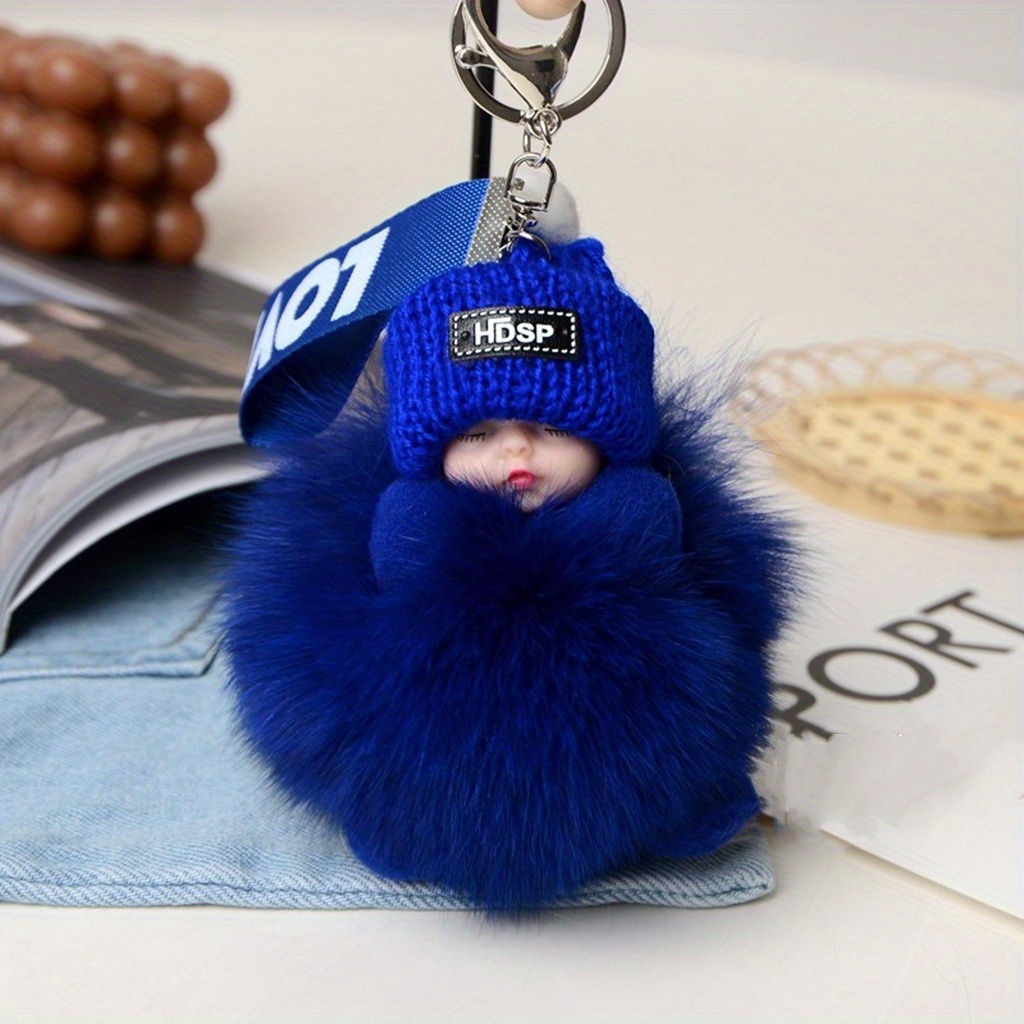 Cute Small Bear Real Fox Fur Ball Keychain Kids Toys Bag Ornaments Pendant  Women Car Key Rings Plush Trinkets Mobile Phone Chain