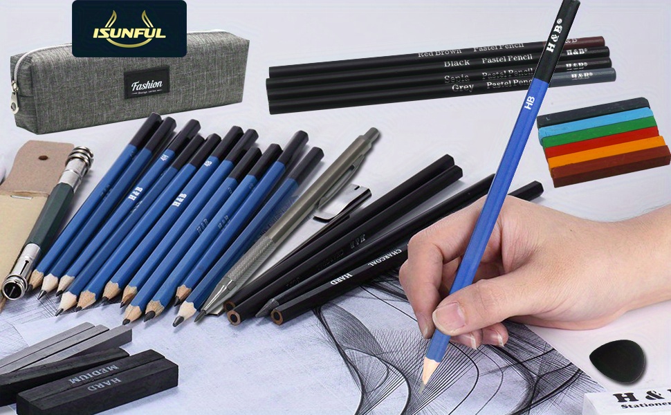 Lapices Para Dibujar Profesionales Con Estuche Kit De Dibujo Boligrafos  Grafito