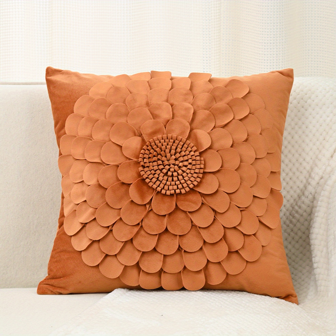 Handmade 3d Flower Velvet Throw Pillow Dutch Velvet Flower - Temu