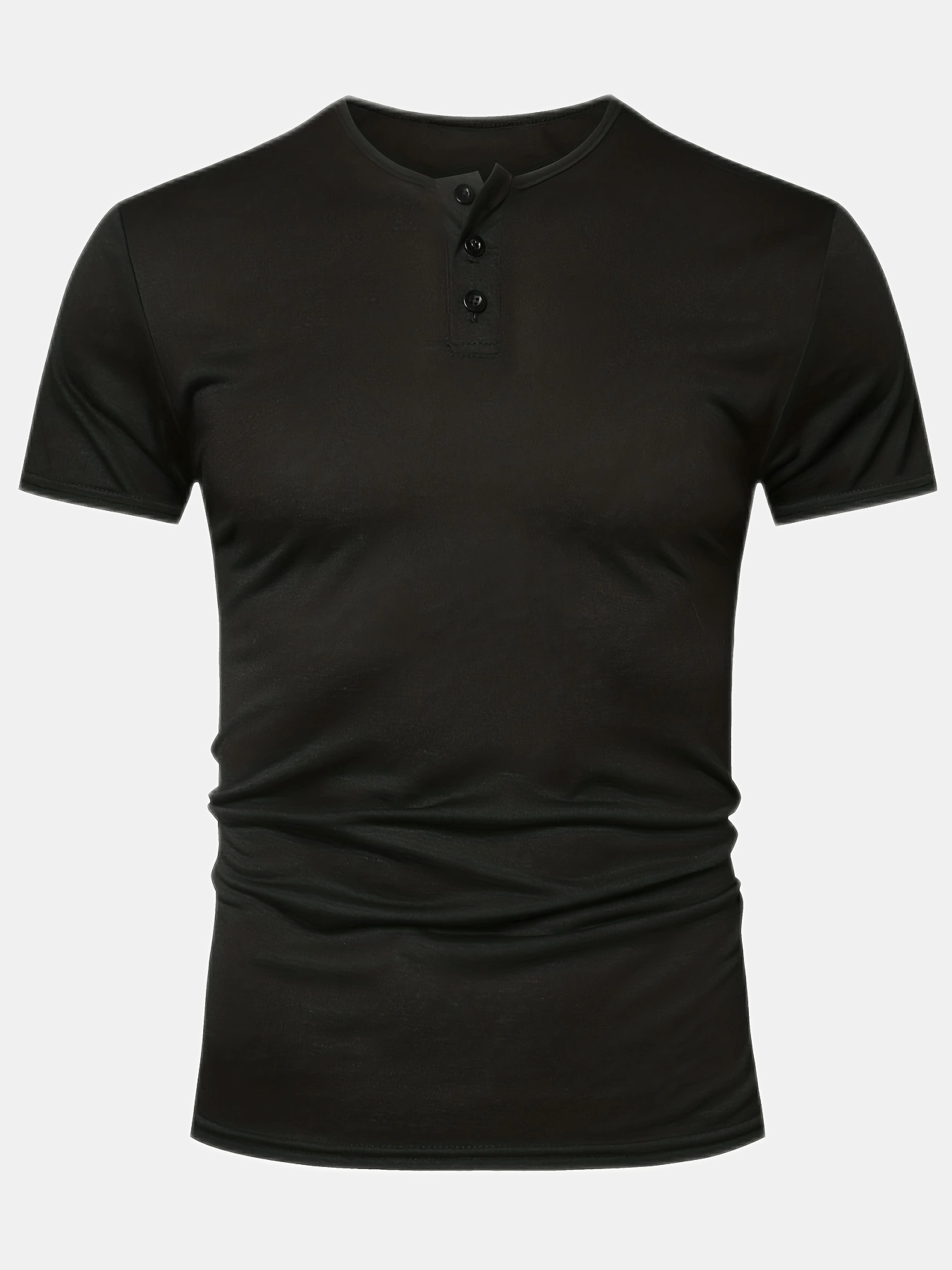 Camisetas Henley de manga corta con 3 botones para hombre