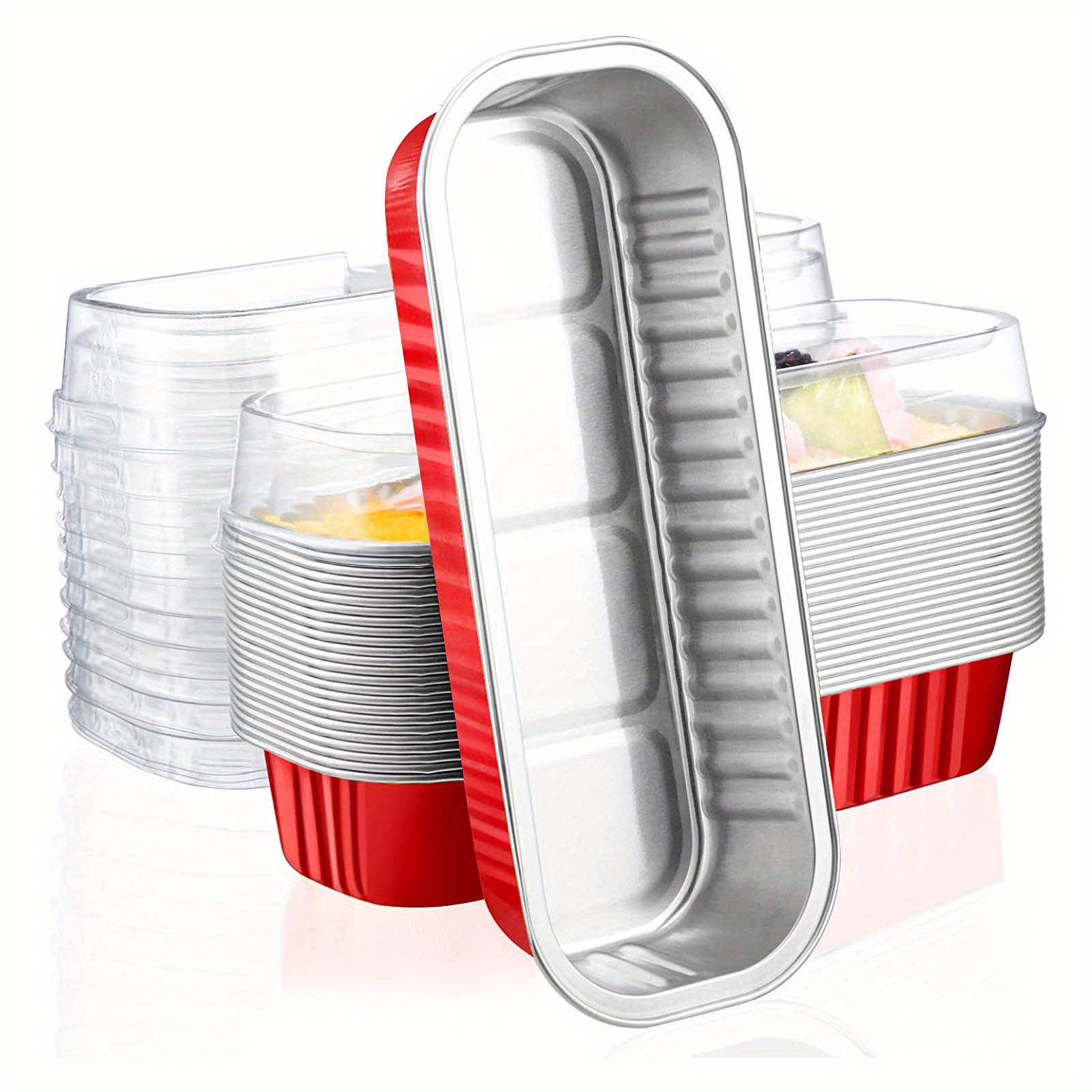 20Pcs Aluminum Foil Loaf Pans with Lids Narrow Cake Pans Rectangle Baking  Cups Liners Containers 200ml