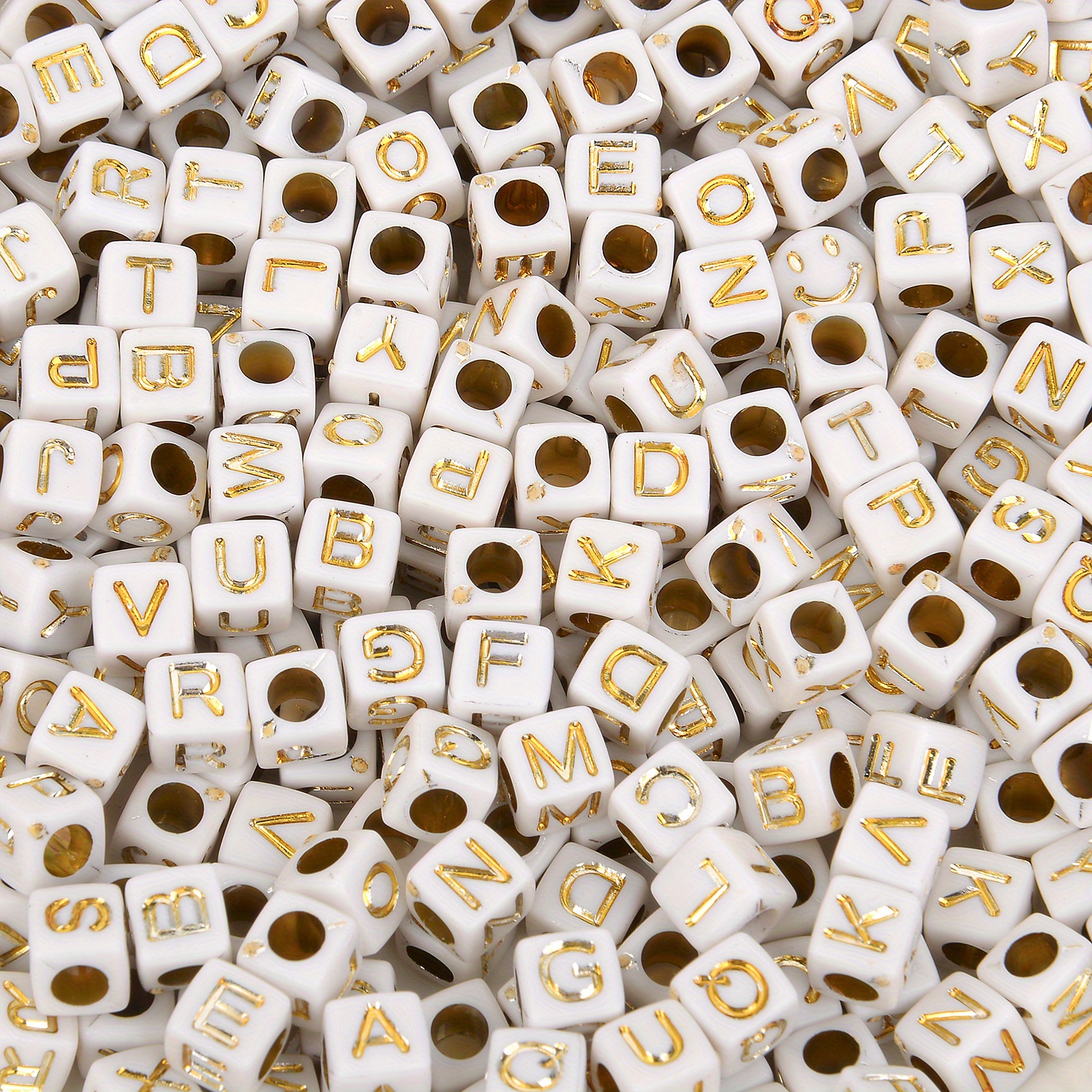 Gold Silver Square Letter Colours Beads Acrylic Number letter Beads Square  Spacer Beads For Jewelry Making DIY Necklace Bracelet