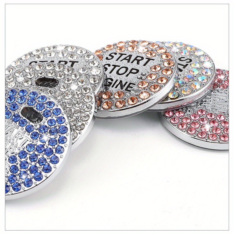 Bouton de changement de voiture Autocollants décoratifs en diamant Strass  Anneau Cercle Garnitures Housse de protection Accessoires de voiture