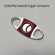 1pc double edged color wood shell stainless steel cigar cutter perfect for smoking accessories details 0