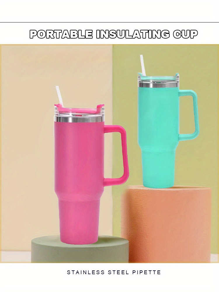 Tumbler With Lid Straw And Handle Car Cups Stainless Steel - Temu