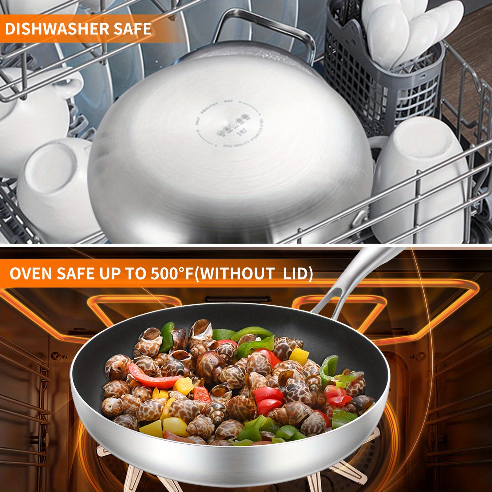 3 Layers Nonstick Frying Pan Stainless Steel Skillet For Gas - Temu