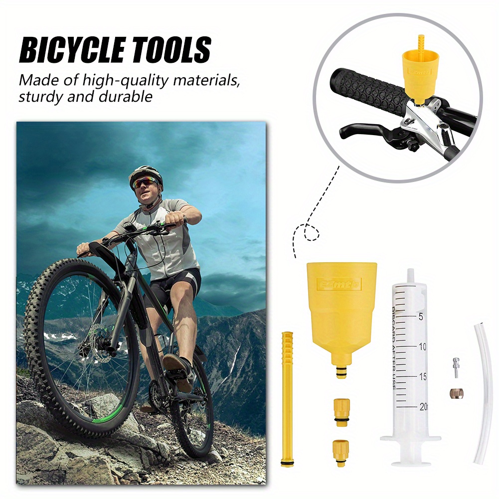 Kits de saignement d'huile de frein de vélo de montagne Frein à disque  hydraulique Point Huile minérale Tuyau de purge Seringue avec gants, boîte  de rangement